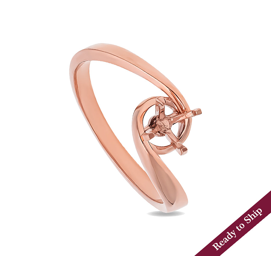 Semi Mount Solitaire Bypass Shank Rose Gold Ring