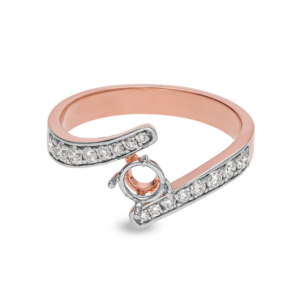 Round Natural Diamond With Channel Setting  Rose Gold Semi Mount Ring