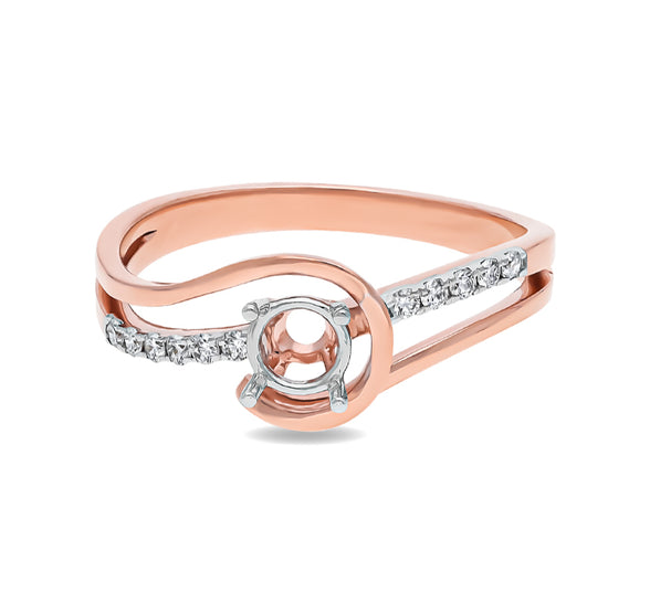 Round Natural Diamond With Prong Set Rose Gold Semi Mount  Ring