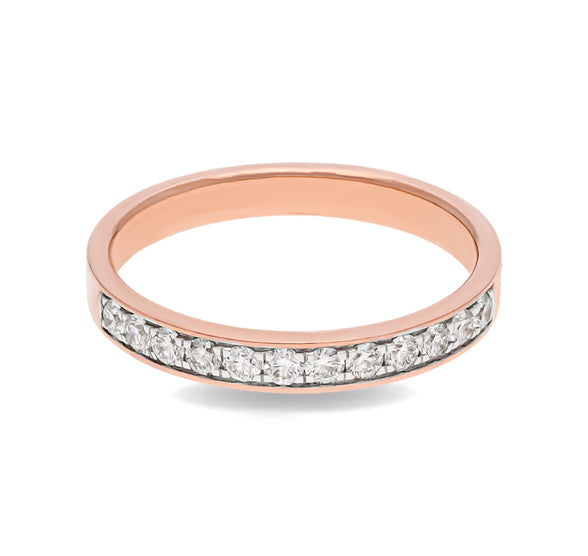Round Shape Natural Diamond With Channel Setting Rose Gold Band