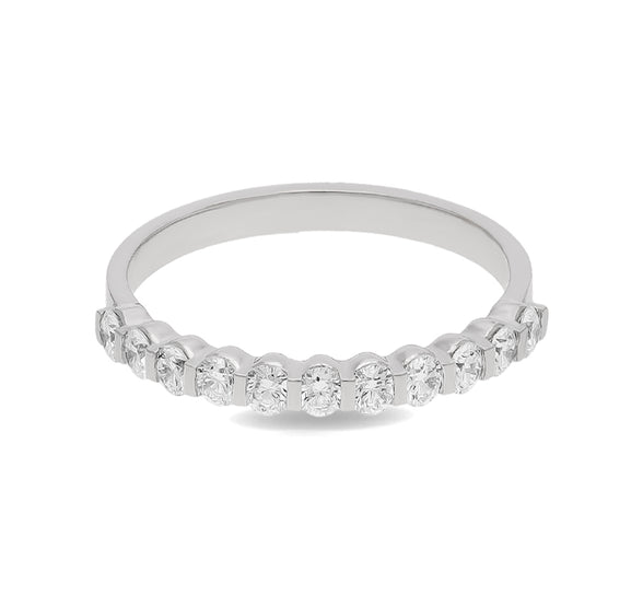 Round Shape Natural Diamond With Bar Setting White Gold Band