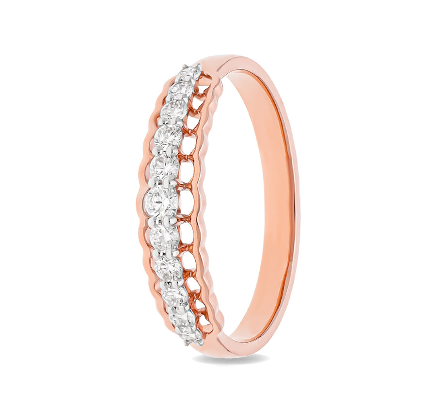 Round Shape Natural Diamond With Prong Setting Rose Gold Casual Ring