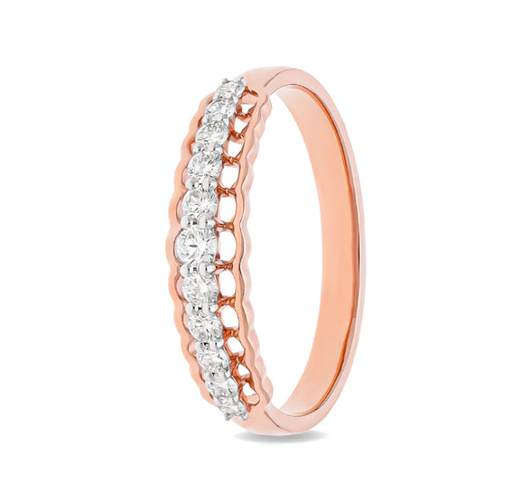 Round Shape Natural Diamond With Prong Setting Rose Gold Casual Ring