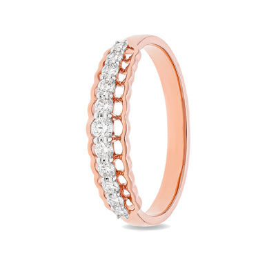 Round Shape Natural Diamond With Prong Setting Rose Gold Casual Ring