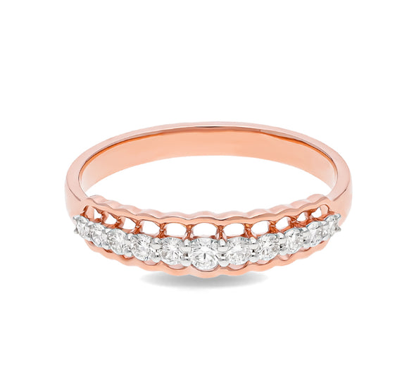 Round Shape Natural Diamond With Prong Setting Rose Gold Casual Ring