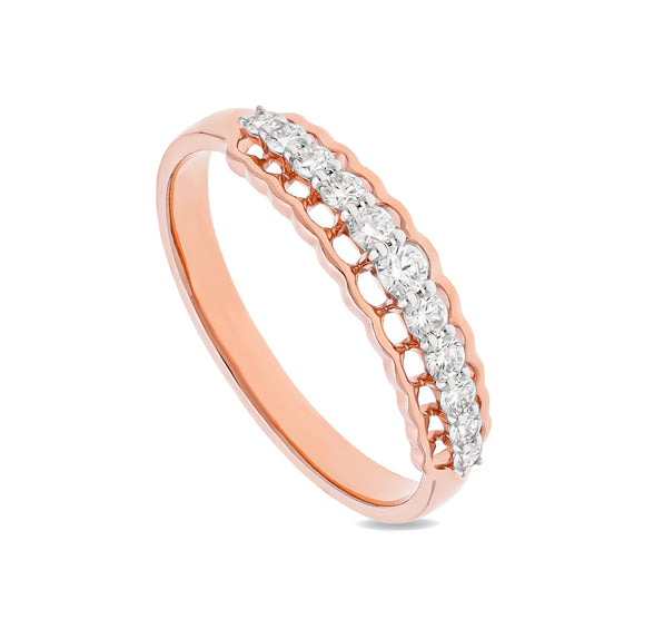 Round Shape Natural Diamond With Prong Setting Rose Gold Casual Ring