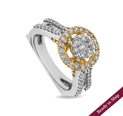 Round Natural Diamond With Prong Set Euro Shank White Gold Engagement Ring