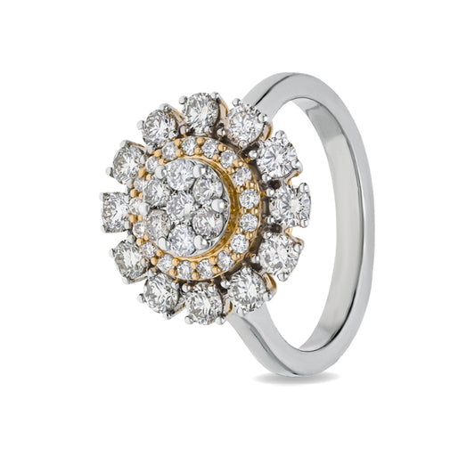 Round Natural Diamond With Prong Set White Gold Halo Ring