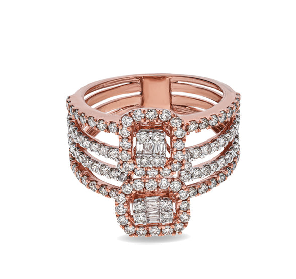 Round Natural Diamond Rose Gold Cocktail Ring