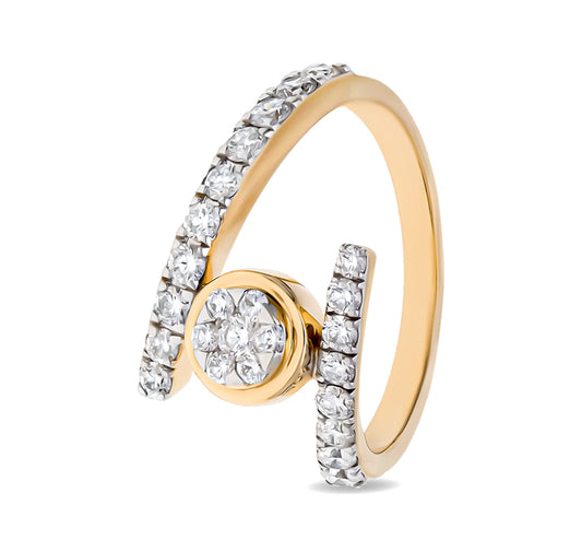 Round Shape Natural Diamond Yellow Gold Casual Ring