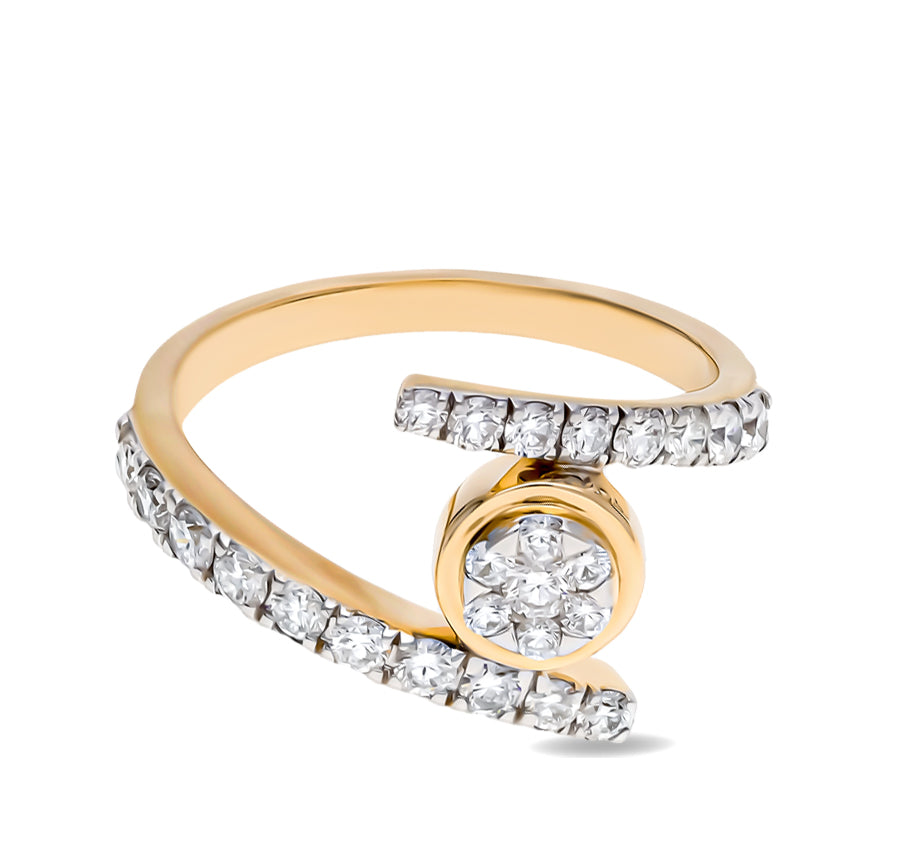 Round Shape Natural Diamond Yellow Gold Casual Ring