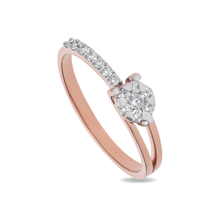 Adore Cluster Set Round Diamond Rose Gold casual Ring