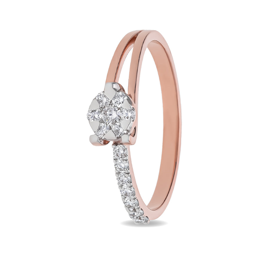 Adore Cluster Set Round Diamond Rose Gold casual Ring