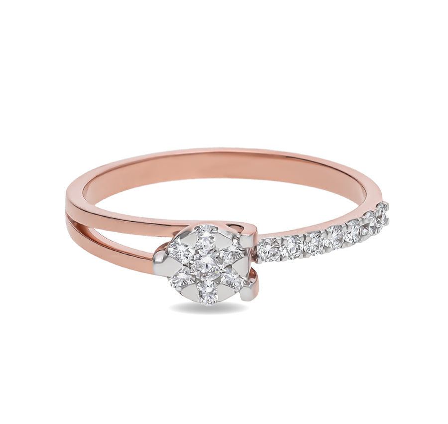 Adore Cluster Set Round Diamond Rose Gold casual Ring