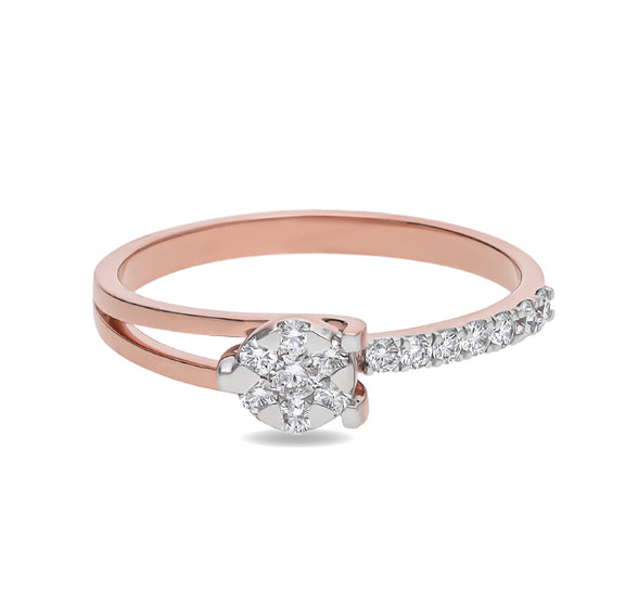 Adore Cluster Set Round Diamond Rose Gold casual Ring