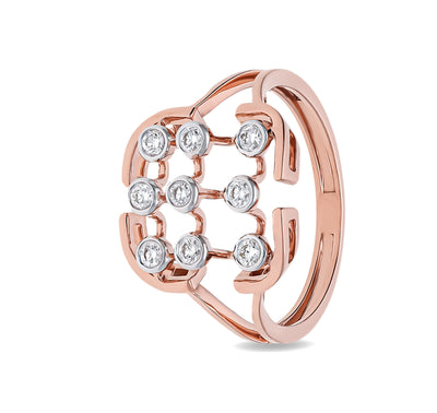 Lrvin Shape Round Natural Diamond With Bezel Setting Rose Gold Casual Ring