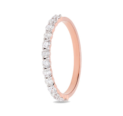 Round Natural Diamond With Prong Setting Rose Gold Band