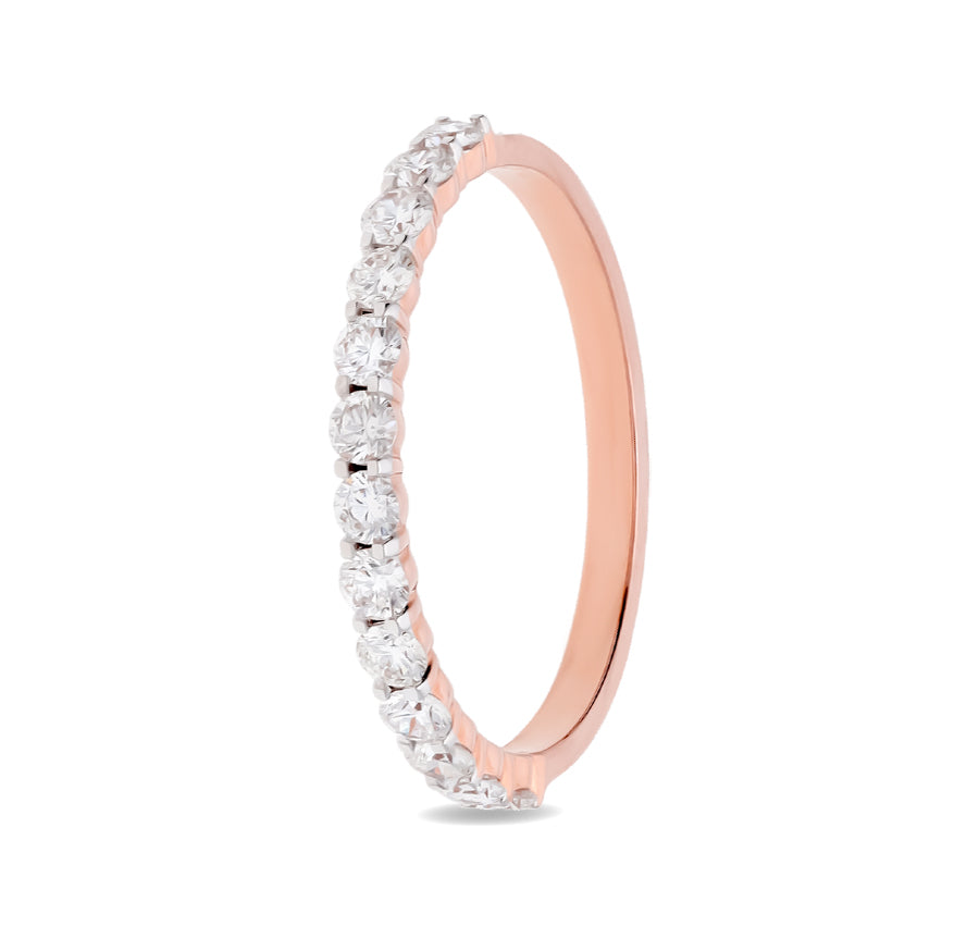 Round Natural Diamond With Prong Setting Rose Gold Band