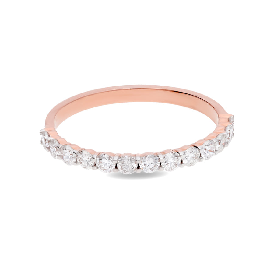 Round Natural Diamond With Prong Setting Rose Gold Band