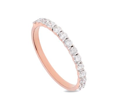 Round Natural Diamond With Prong Setting Rose Gold Band