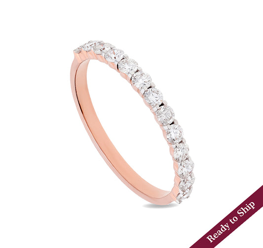 Round Natural Diamond With Prong Setting Rose Gold Band