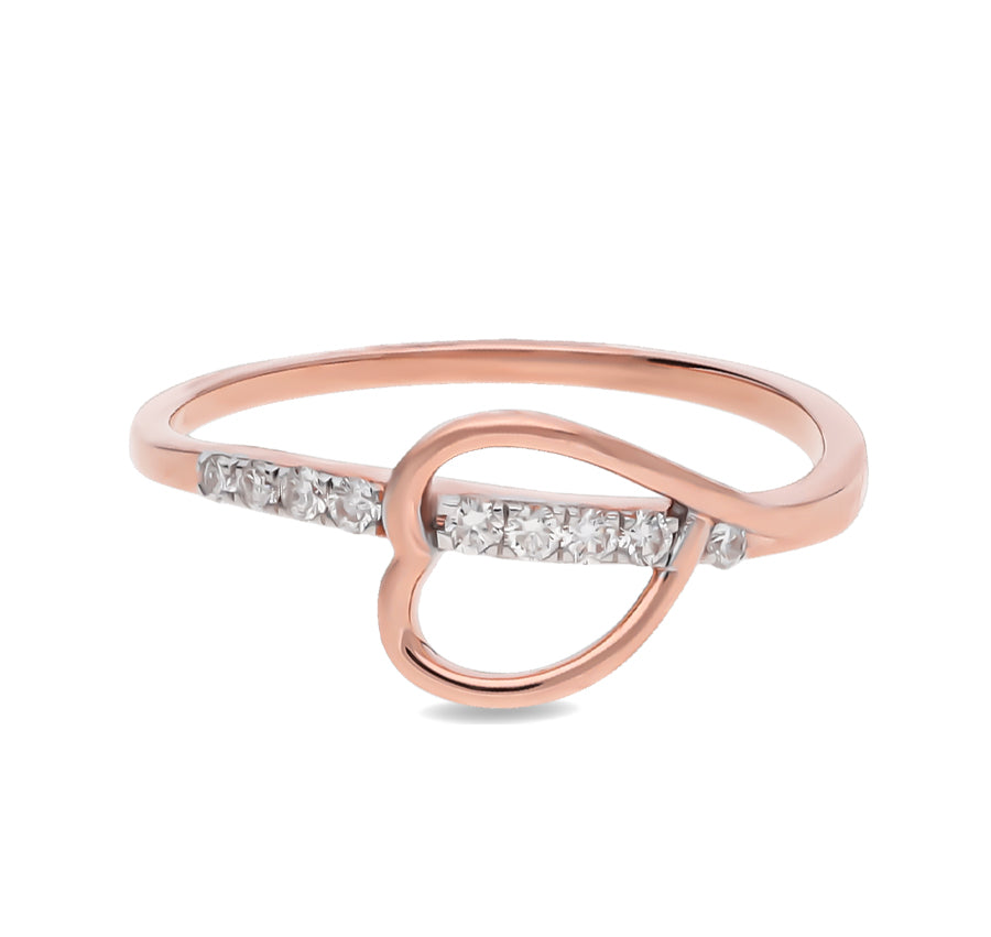 Heart Shape Round Cut Diamond With Prong set Rose Gold Casual Ring