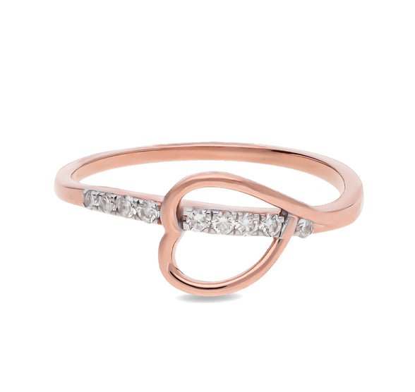 Heart Shape Round Cut Diamond With Prong set Rose Gold Casual Ring