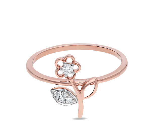 Flower shape Round Cut Diamond Rose Gold Casual Ring