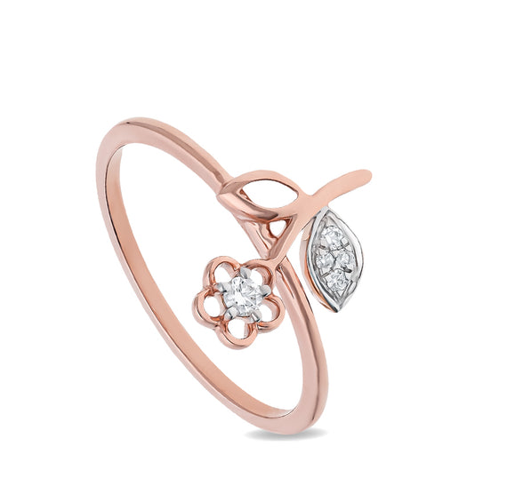 Flower shape Round Cut Diamond Rose Gold Casual Ring