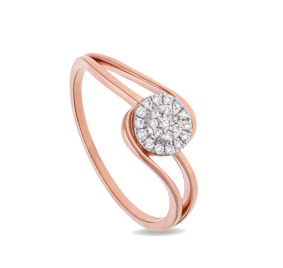 Tourbillon Shape Round Cut Diamond With Prong Set Rose Gold Casual Ring