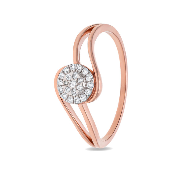 Tourbillon Shape Round Cut Diamond With Prong Set Rose Gold Casual Ring