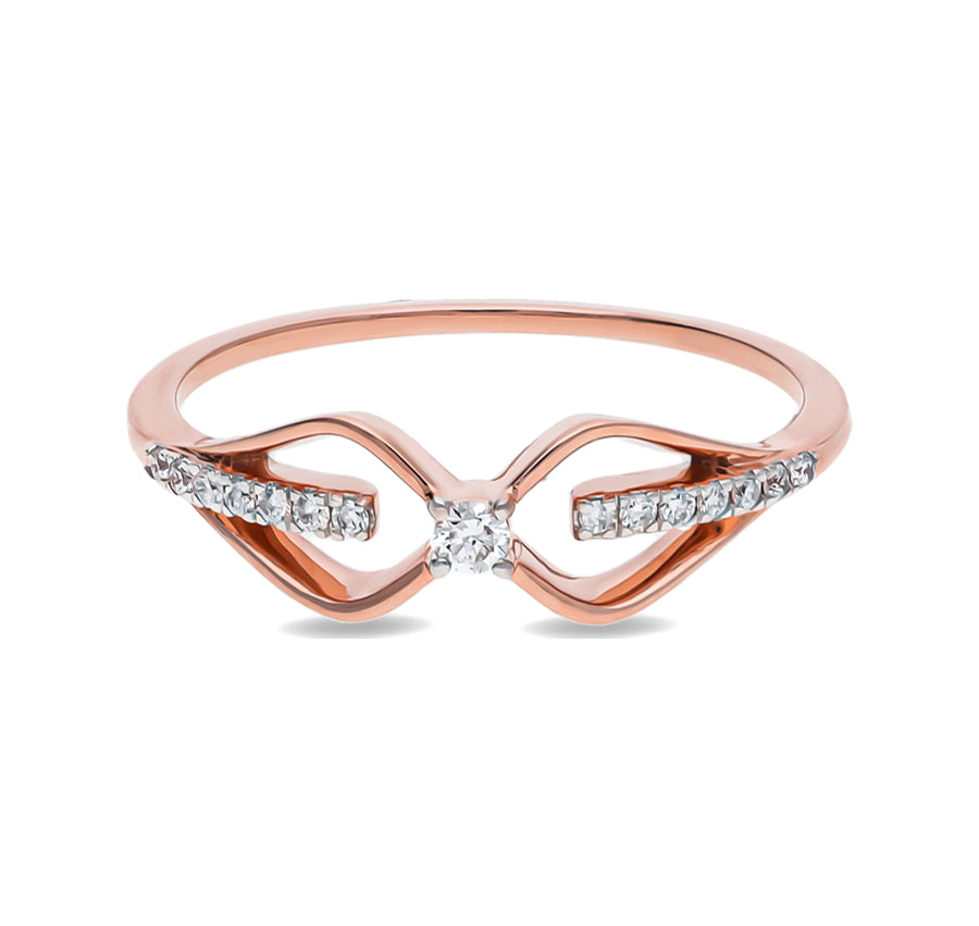 Infinity Shape Round Natural Diamond With Prong Setting Rose Gold Casual Ring