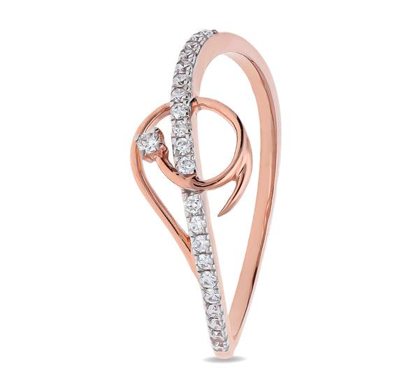 Eroteme Shape Round Natural Diamond With Prong Setting Rose Gold Casual Ring