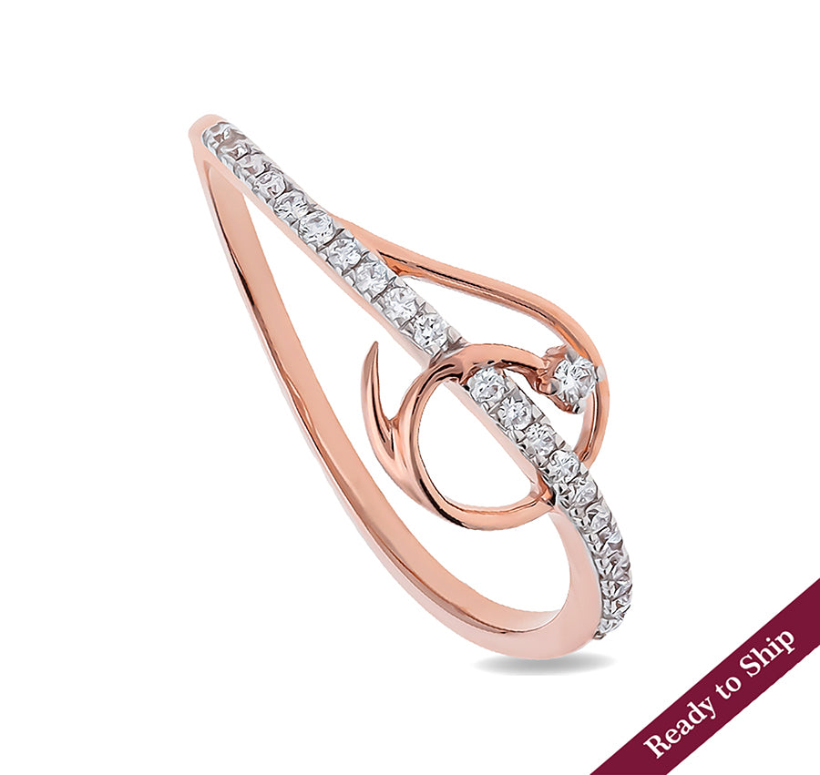 Eroteme Shape Round Natural Diamond With Prong Setting Rose Gold Casual Ring