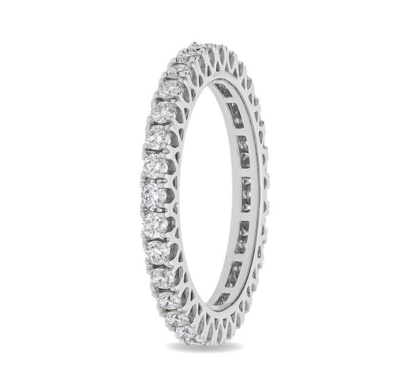 Round Diamond With Prong Set White Gold Eternity Band