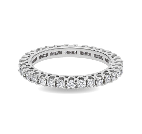 Round Diamond With Prong Set White Gold Eternity Band