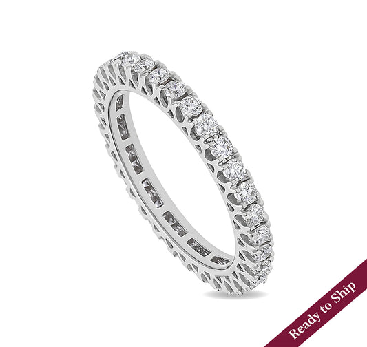 Round Diamond With Prong Set White Gold Eternity Band