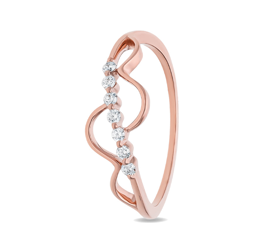 Enhanced Curve Round Natural Diamond Rose Gold Casual Ring