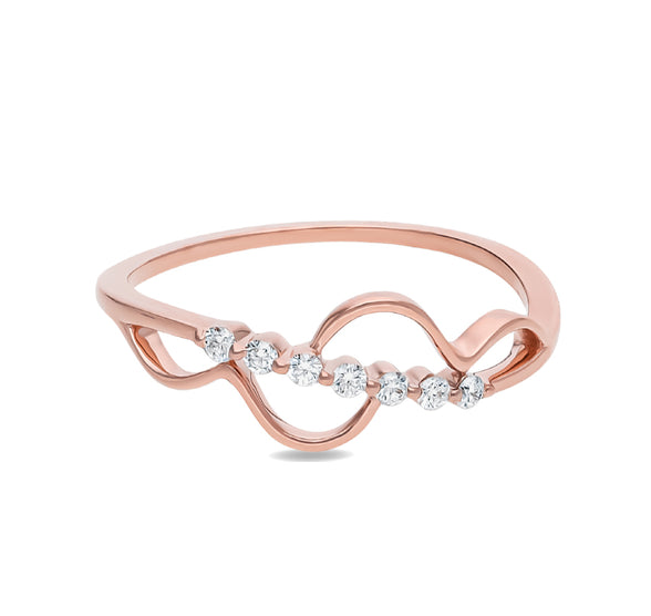 Enhanced Curve Round Natural Diamond Rose Gold Casual Ring