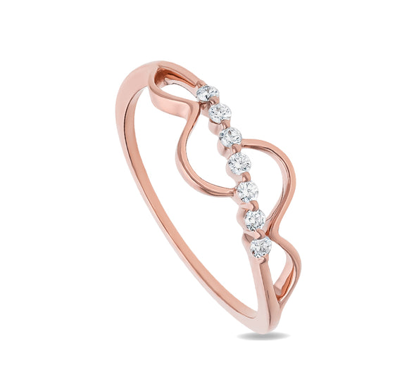 Enhanced Curve Round Natural Diamond Rose Gold Casual Ring