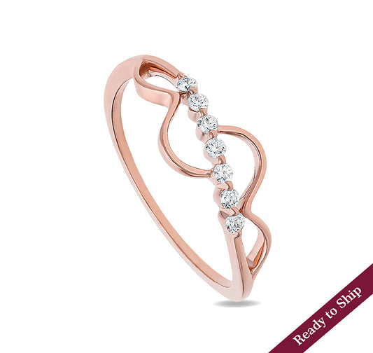 Enhanced Curve Round Natural Diamond Rose Gold Casual Ring