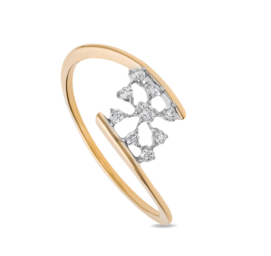 Scattered Diamond With Prong Setting Yellow Gold Casual Ring