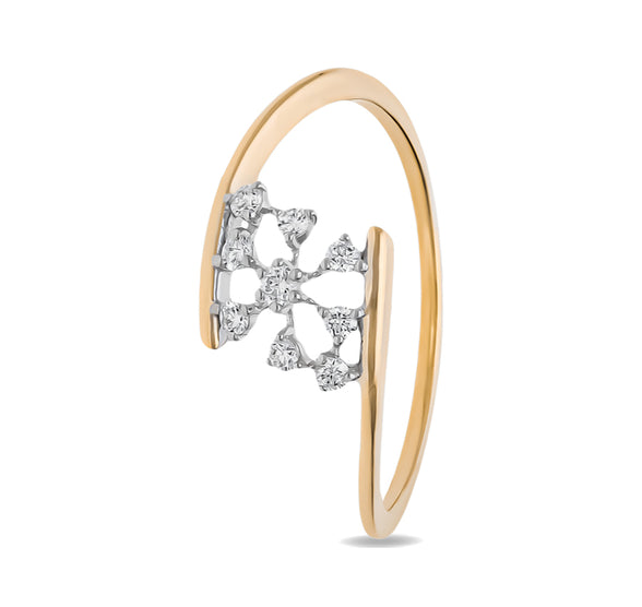 Scattered Diamond With Prong Setting Yellow Gold Casual Ring