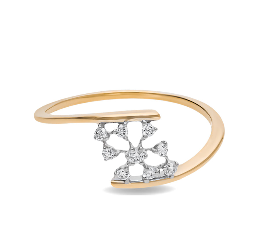 Scattered Diamond With Prong Setting Yellow Gold Casual Ring