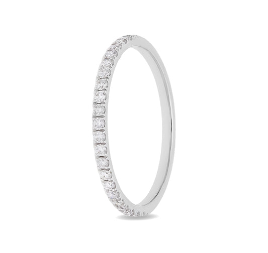Round Shape Natural Diamond With Straight Setting White Gold Band