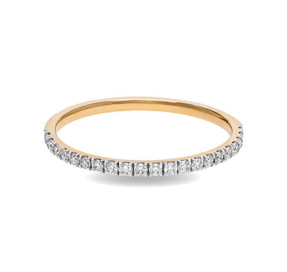 Round Natural Diamond With Straight Set Yellow Gold Band