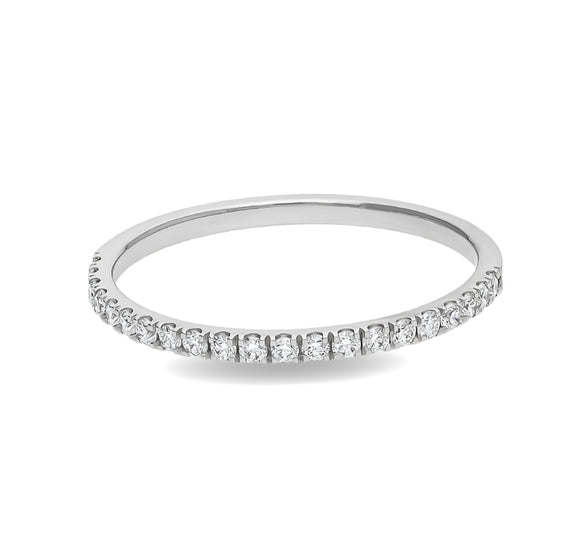 Round Shape Natural Diamond With French Set White Gold Women Ring