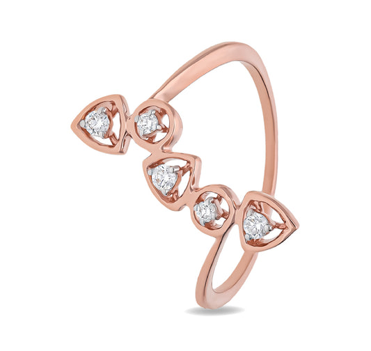 Triangle Shaped Round Diamond With Prong Set Rose Gold Casual Ring
