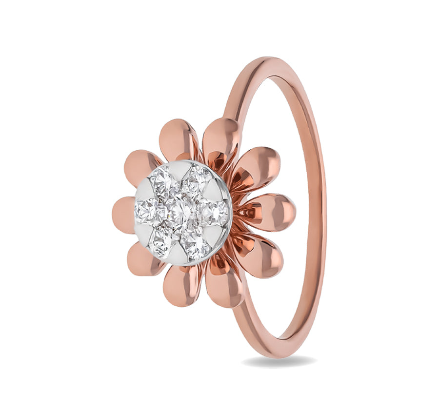 Dazzling Flower Shaped Round Diamond With Pressure Set Casual Ring