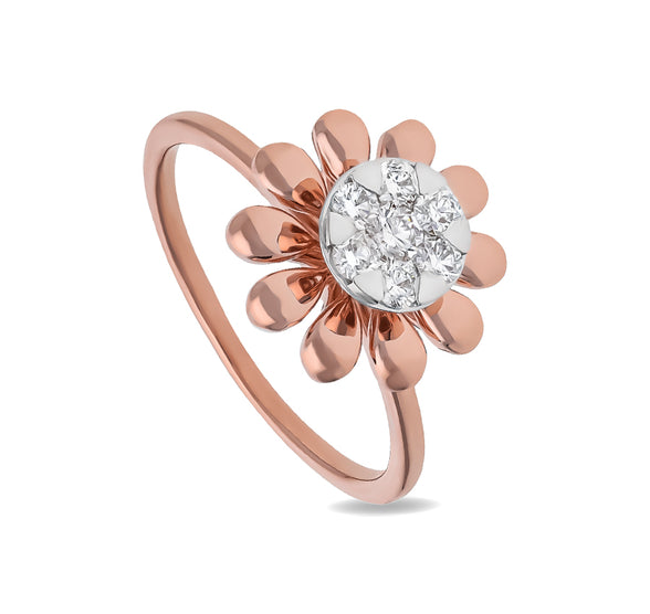 Dazzling Flower Shaped Round Diamond With Pressure Set Casual Ring
